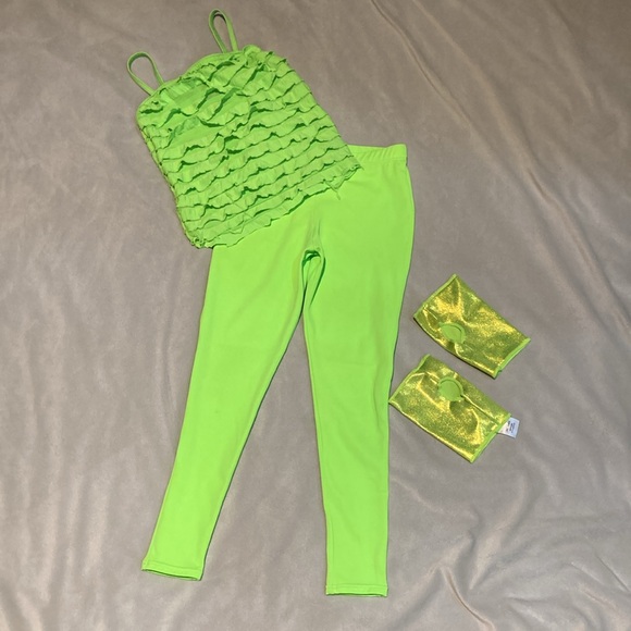 Small Child Lime Green Dance Costume - Picture 2 of 11